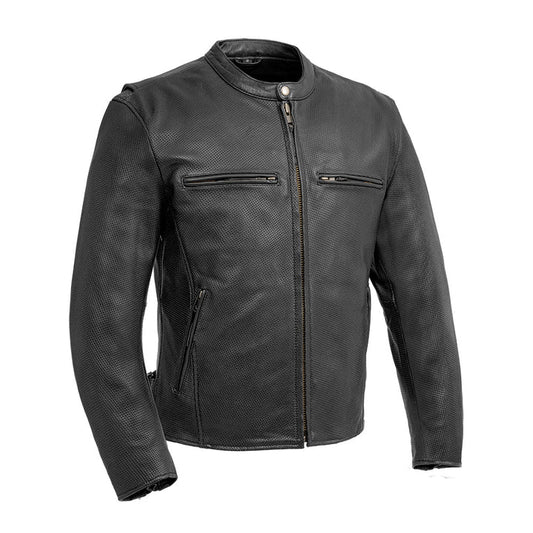 FIM213CNP-Turbine Men's Motorcycle Perforated Leather Jacket