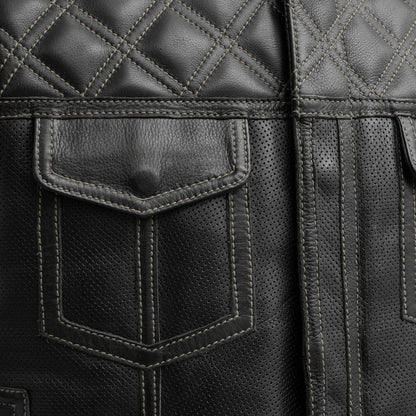 FIM653PERF-BKG-Upside Perforated Men's Club Style Leather Vest