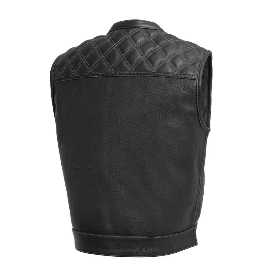 FIM653PERF-BKG-Upside Perforated Men's Club Style Leather Vest