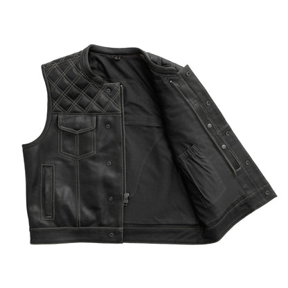 FIM653PERF-BKG-Upside Perforated Men's Club Style Leather Vest