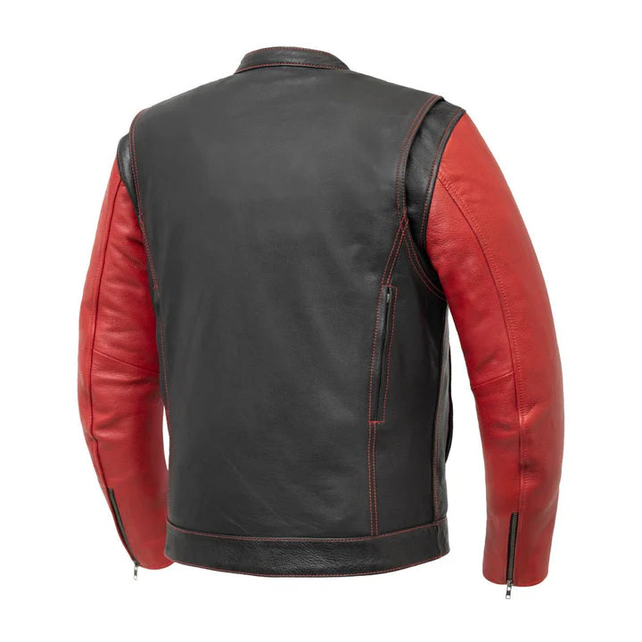 CUS265CDMZ-BLKRD-Vincent Men's Cafe Style Leather Jacket